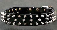 Black Spiked Leather Dog Collar for police dogs