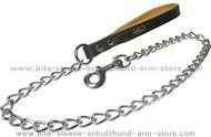 Chain Lead with leather handle for Training walking,tracking