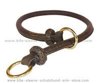 Round Leather Choke Collar/Silent Collar for police dogs