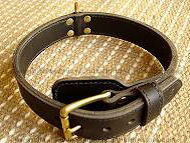Two ply leather agitation dog collar
