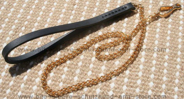 chain dog lead with leather handle for training,tracking,walking,9,schutzhund