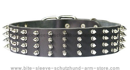 2 inch wide Leather Spiked Dog Collar for police dogs