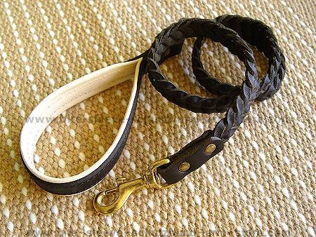 Braided Handcrafted Leather Dog Leash(not nickel, not bronze) - Click Image to Close