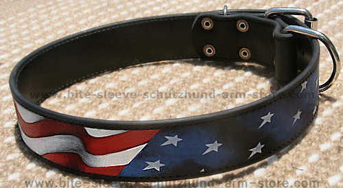 Leather dog collar Handpainted by our artists - American Pride - Click Image to Close
