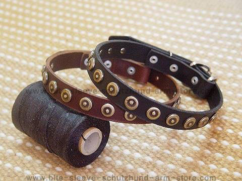 Gorgeous Wide Leather Dog Collar With Doted Circles - Click Image to Close