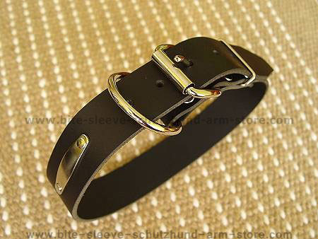 Leather dog collar with id tag for dog training or for dog owners
