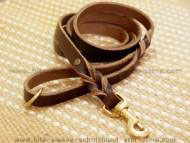 Handcrafted brown leather dog leash for walking and tracking
