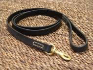 Leather dog leash stitched