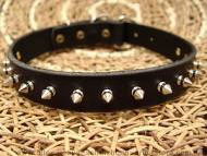 Leather Spiked Dog Collar- 1 Row of spikes collar for all dogs