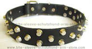 Small pyramids/studs 3 rows leather dog collar - c37