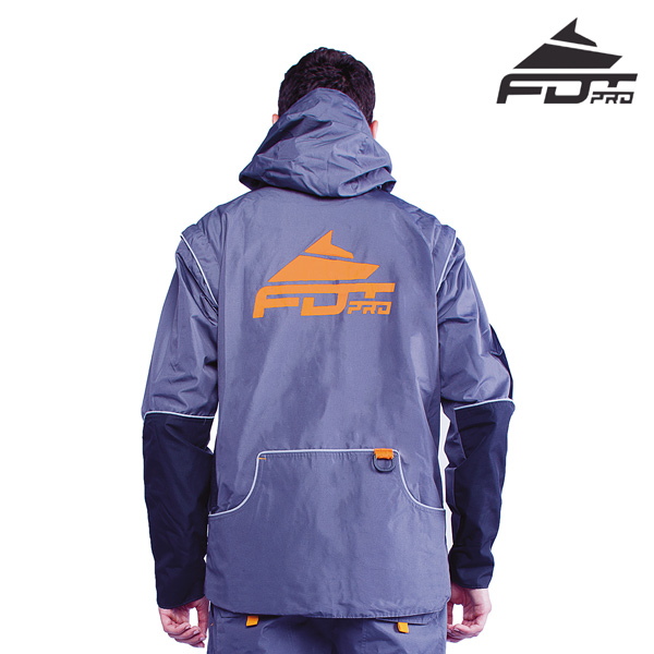 FDT Professional Dog Tracking Jacket of Grey Color with Reliable Side Pockets