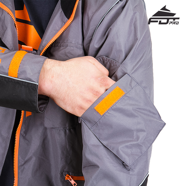 Grey Color FDT Pro Design Dog Trainer Jacket with Comfortable Sleeve Pocket